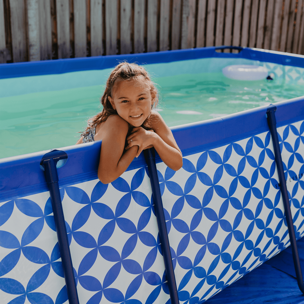 Elegance | dark blue and white above-ground pool 400x200x100 cm
