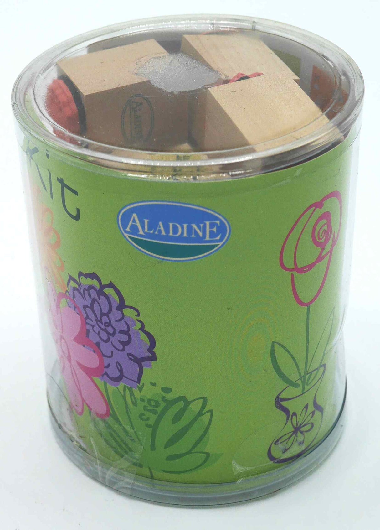 Van der Doelen 15 wooden mini stamps about flowers including stamp pad
