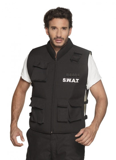 Boland verkleed Up Kostüm Swat-Offizéier Männer schwaarz Gréisst l xl