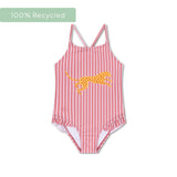 Boldlines Red White Striped Girls UV bathing suit