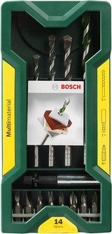 Bosch tillbehör multifunktionell borrsats 14 delar - för trä, metall och sten + skruvbitssats - 2607017161