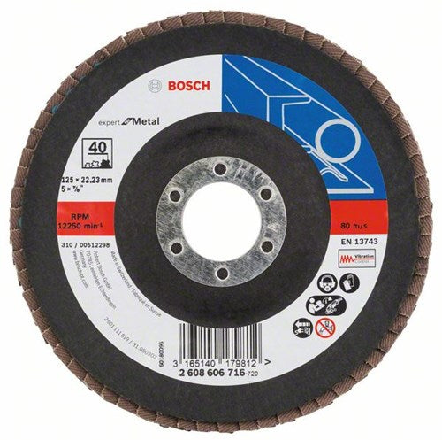 Gabhálais Bosch 1 diosca flap 125 x551, saineolaí le haghaidh dronuilleach miotail, k40 - 2608606716