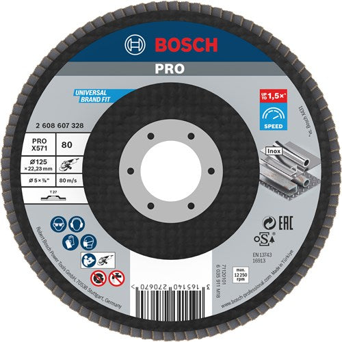 Gabhálais Bosch 1 diosca flap 125 x571, is fearr le haghaidh miotail díreach, 80 - 2608607328