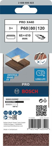 Bosch tillbehör 3 däck 65x410 x440, bäst för trä+färg, set - 2608606023