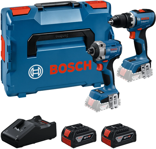 Bosch blauw accutoolkit combipack 18v gsr 18v-65, gdr 18v-215 | 2x gba 18v 5.0ah + lader gal 18v-40 - 0615a50090