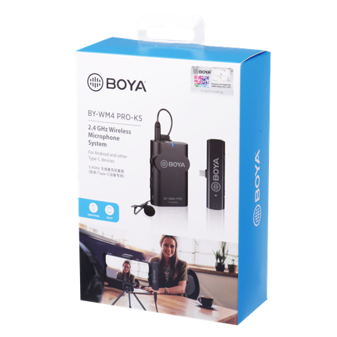 Boya 2,4 GHz Lavalier Microfone sem fio BY-WM4 Pro-K5 para Android