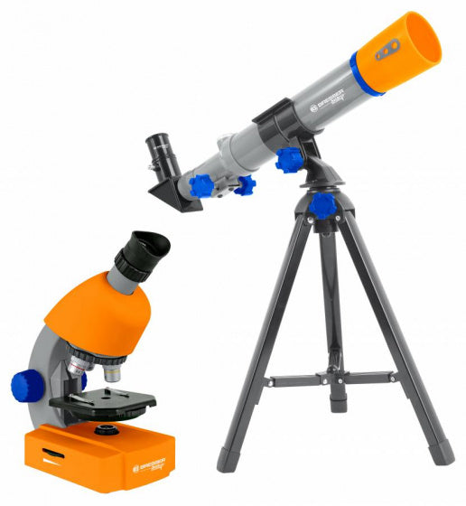Télescope Bresser et microscope junior 35 cm orange