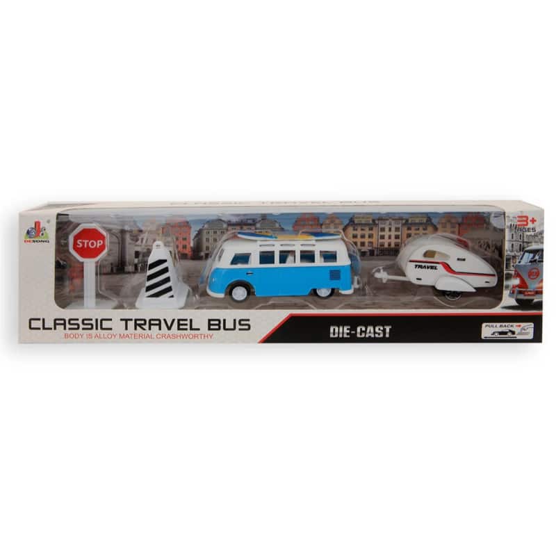 Autobus da viaggio Jonotoys con set da gioco per carovani