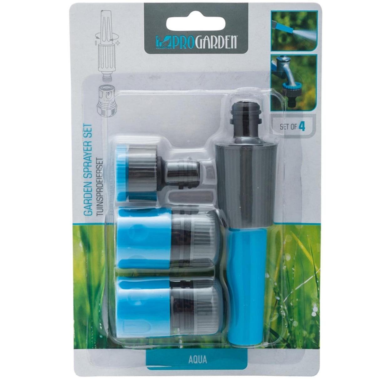 Set de aspersores de jardín básico 4 piezas azul negro