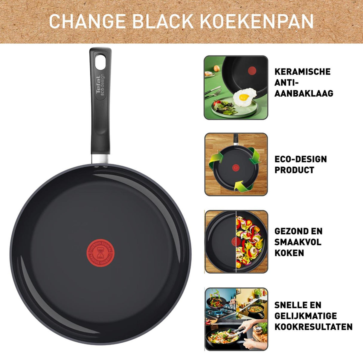 Tefal c47604 change black ceramic frying pan 24 cm black