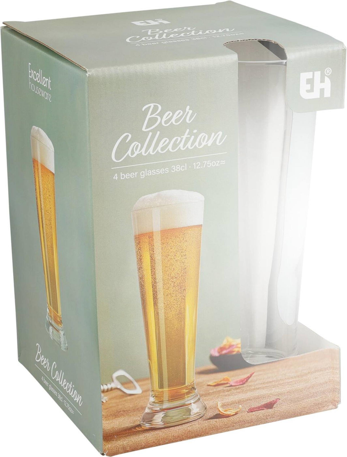 Excellent houseware bierglazenset 4-delig 380ml ø7xh20,5cm
