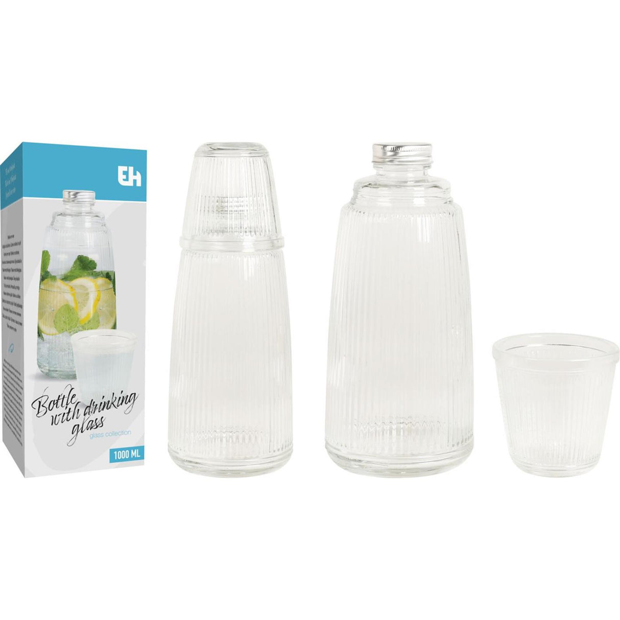 Excellent houseware schenkkan met drinkglas 1l