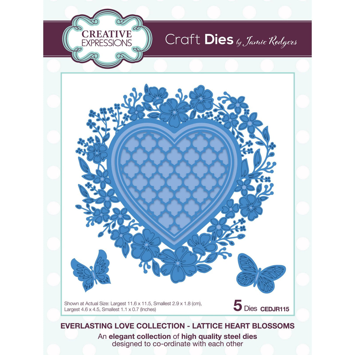 Creative expressions • everlasting love craft die lattice heart blooms