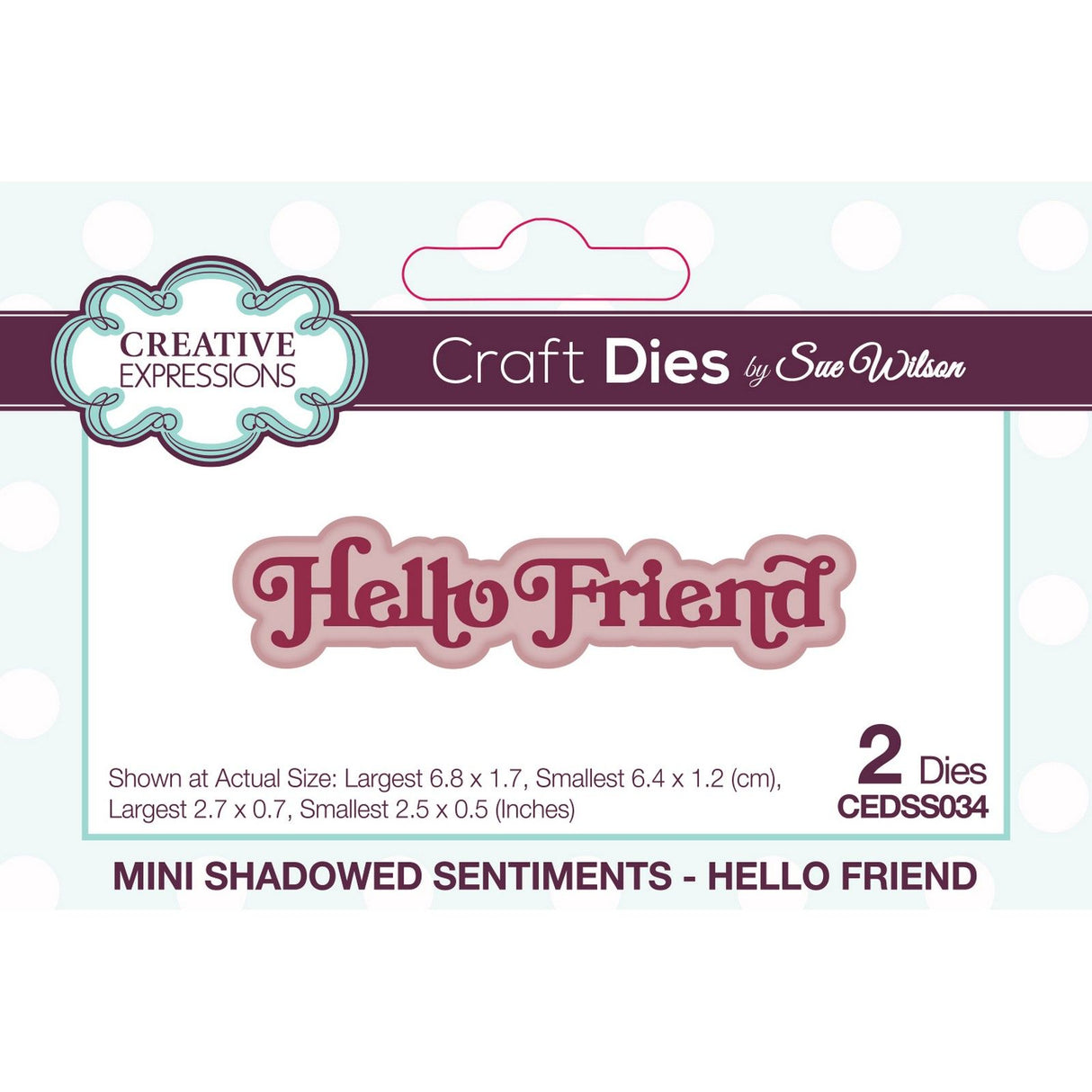 Creative expressions • mini shadowed craft die sentiments hello friend