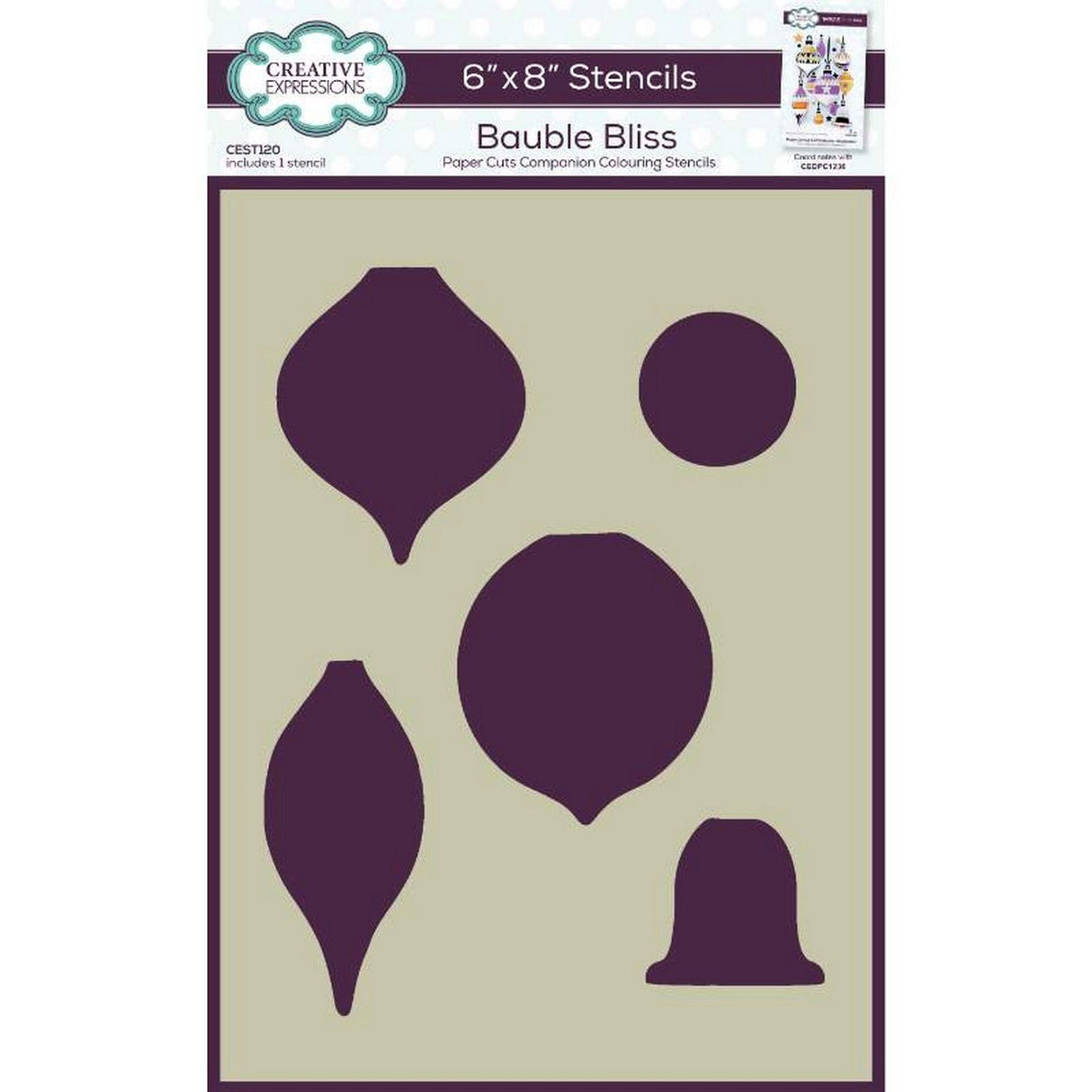 Creative expressions • companion colouring stencil bauble bliss 15x20,8cm