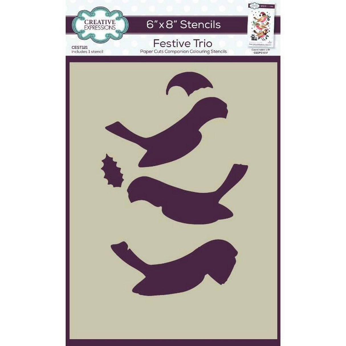 Creative expressions • companion colouring stencil festive trio 15x20,8cm