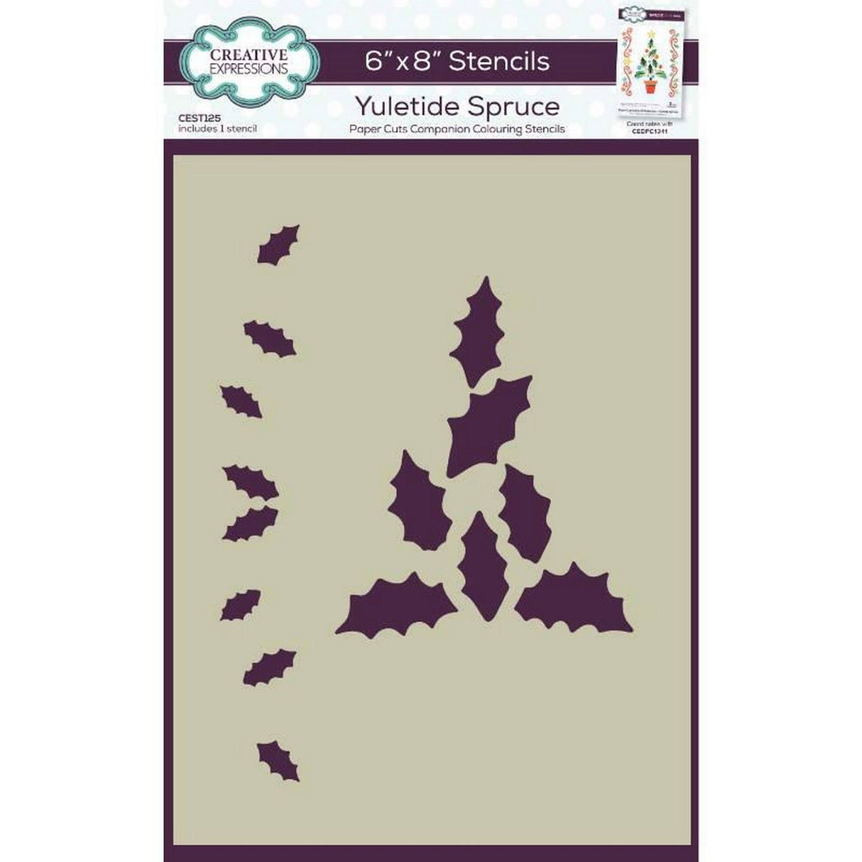 Creative expressions • companion colouring stencil yuletide spruce 15x20,8cm