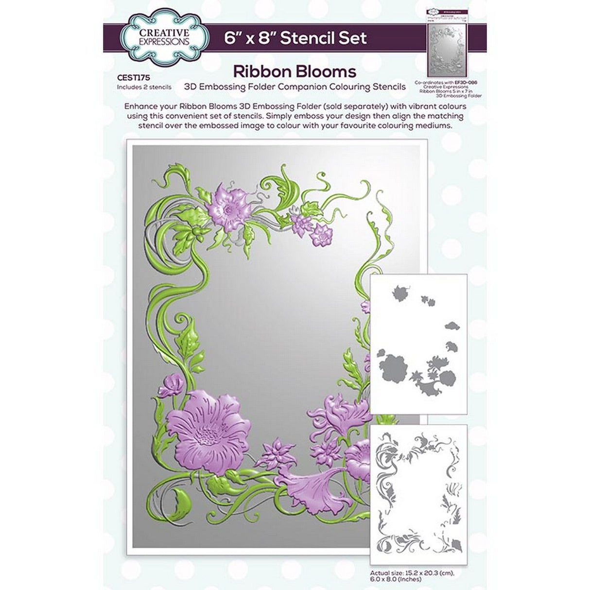 Creative expressions • ribbon blooms companion colouring stencils set of 2