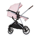 Chipolino Aura foldable 3-in-1 pram with diaper bag pink