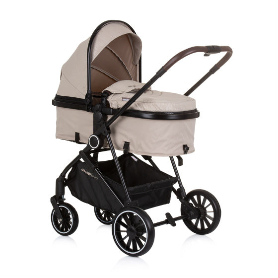 Chipolino Aura sammenfoldelig 3-i-1 barnevogn med blepose macadamia beige zwart