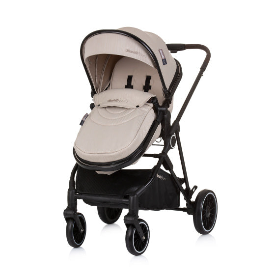 Chipolino Aura sammenfoldelig 3-i-1 barnevogn med blepose macadamia beige zwart