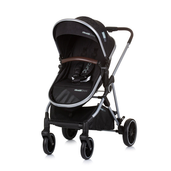 Chipolino Aura fallable 3-in-1 PRAM mat Diaper Sak obsidian Schwaarz Sëlwer
