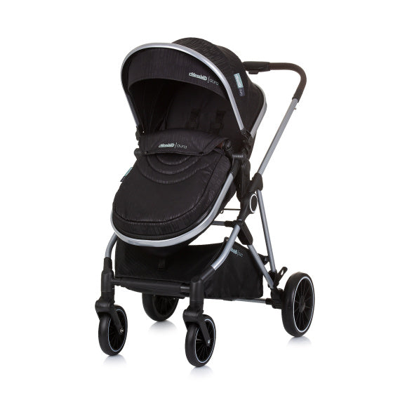 Chipolino Aura fallable 3-in-1 PRAM mat Diaper Sak obsidian Schwaarz Sëlwer