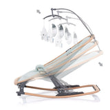 Sedia a dondolo pieghevole in velluto chipolino con mobile aloe legno mintgroen beige