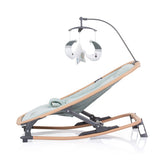 Sedia a dondolo pieghevole in velluto chipolino con mobile aloe legno mintgroen beige