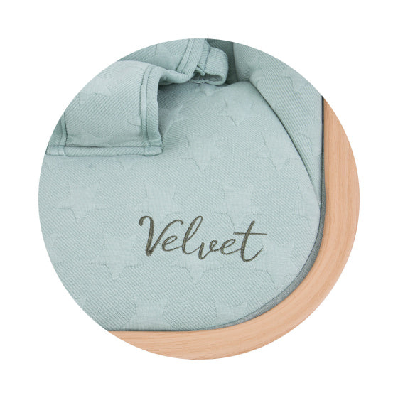 Sedia a dondolo pieghevole in velluto chipolino con mobile aloe legno mintgroen beige