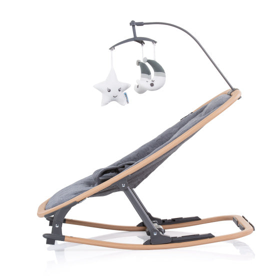 Chicholino Velvet pliable chaise à bascule avec graphite mobile Bége gris