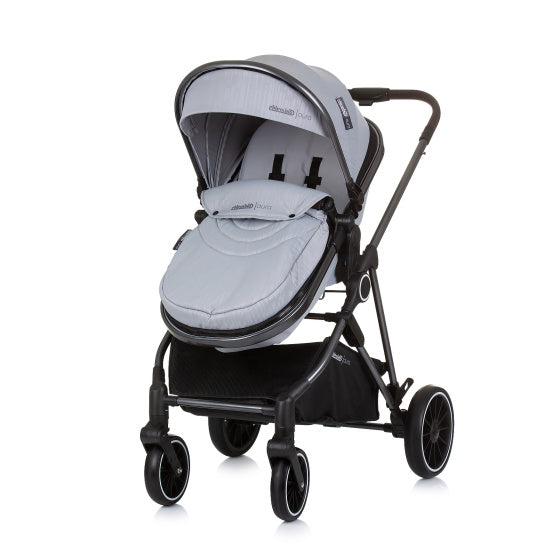 Chipolino aura foldable 3-in-1 pram with diaper bag ash gray black