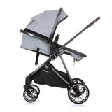 Chipolino aura foldable 3-in-1 pram with diaper bag ash gray black