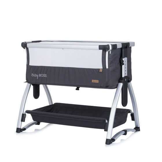 Co-sonno di chipolino boss per bambini con funzione oscillante Mosquito Net Antracite Grey Silver
