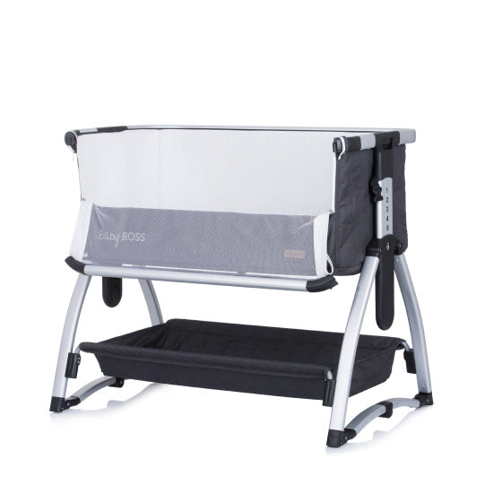Co-sonno di chipolino boss per bambini con funzione oscillante Mosquito Net Antracite Grey Silver