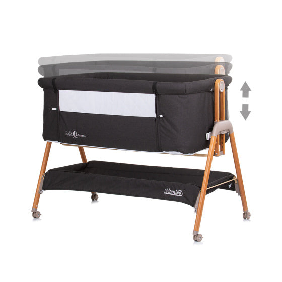 Chipolino Sweet Dreams Co-Sleeper with folding side graphite Wood Anthracite