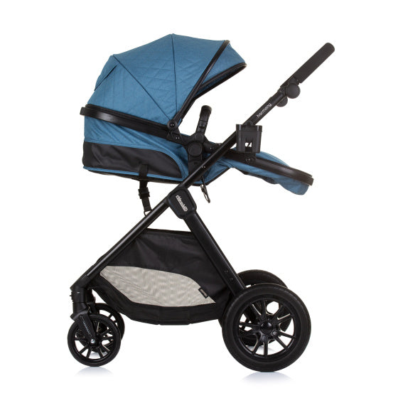 Chipolino Harmony Foldable 3-in-1 pram with diaper bag Jeans blue black