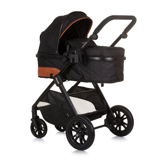 Chipolino Harmony Foldable 3-in-1 pram with diaper bag Obsidian Black