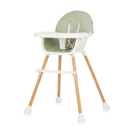 Chipolino Rio 2-in-1 high chair with dining tray seat cushion aloe green white