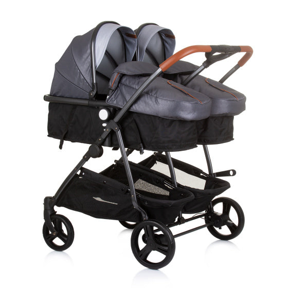 PRAM plegable de dúo chipolino para 2 negros gris plateado