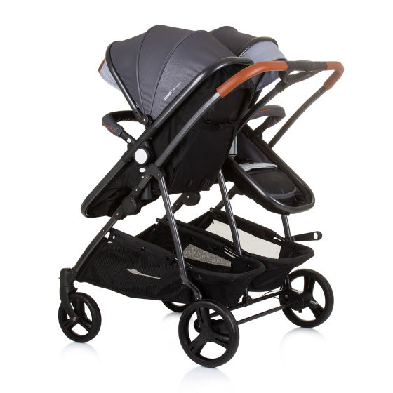 PRAM plegable de dúo chipolino para 2 negros gris plateado