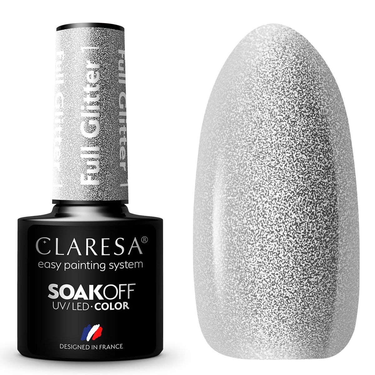 Claresa uv led gellak 5ml full glitter 1 silver
