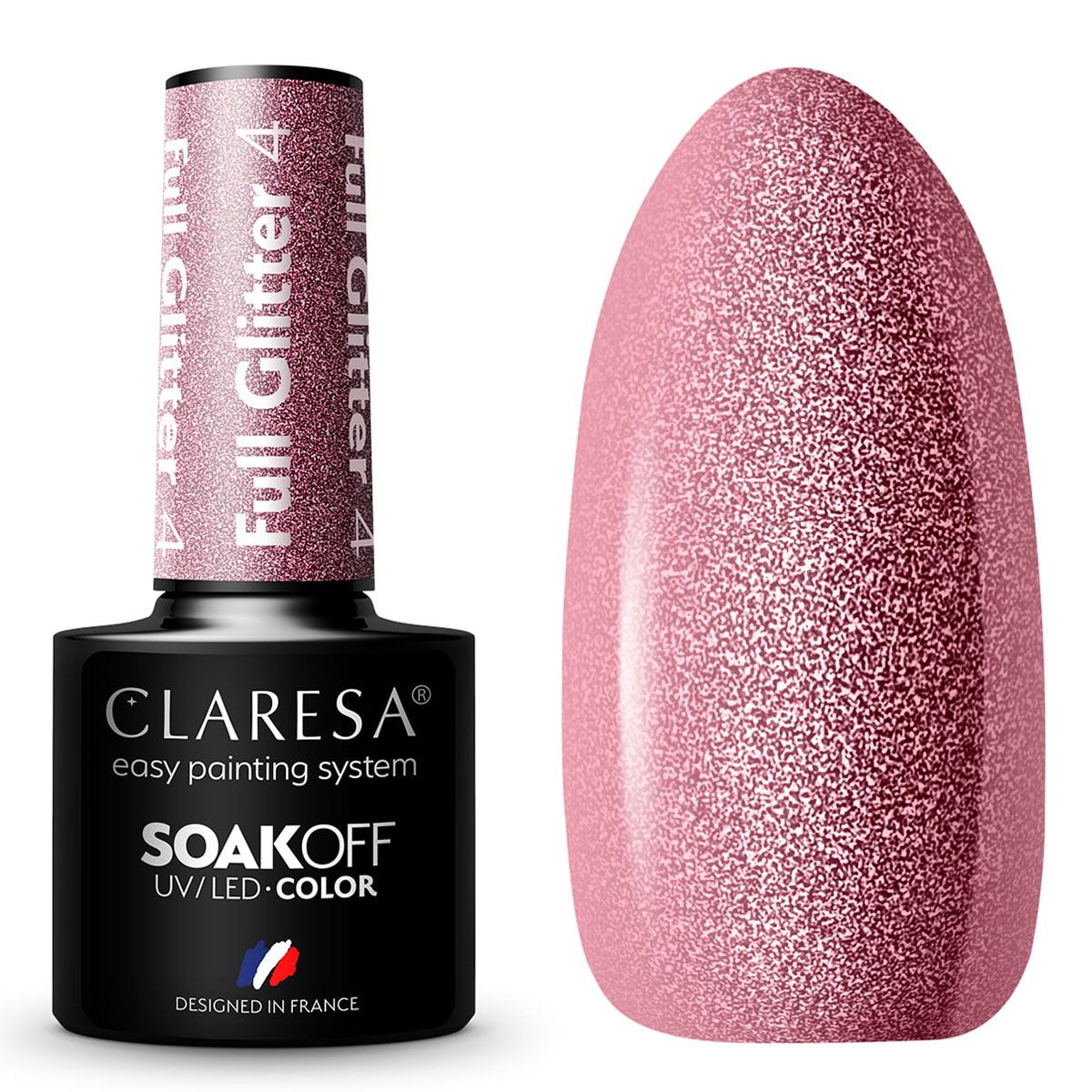 Claresa UV LED Gel Polish 5ml Full Glitter 4 Cool Pink
