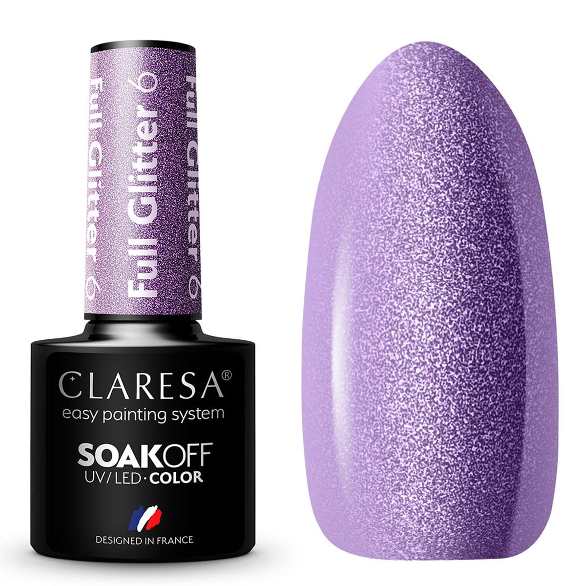 Claresa UV LED Gel Polish 5ml Full Glitter 6 Purple