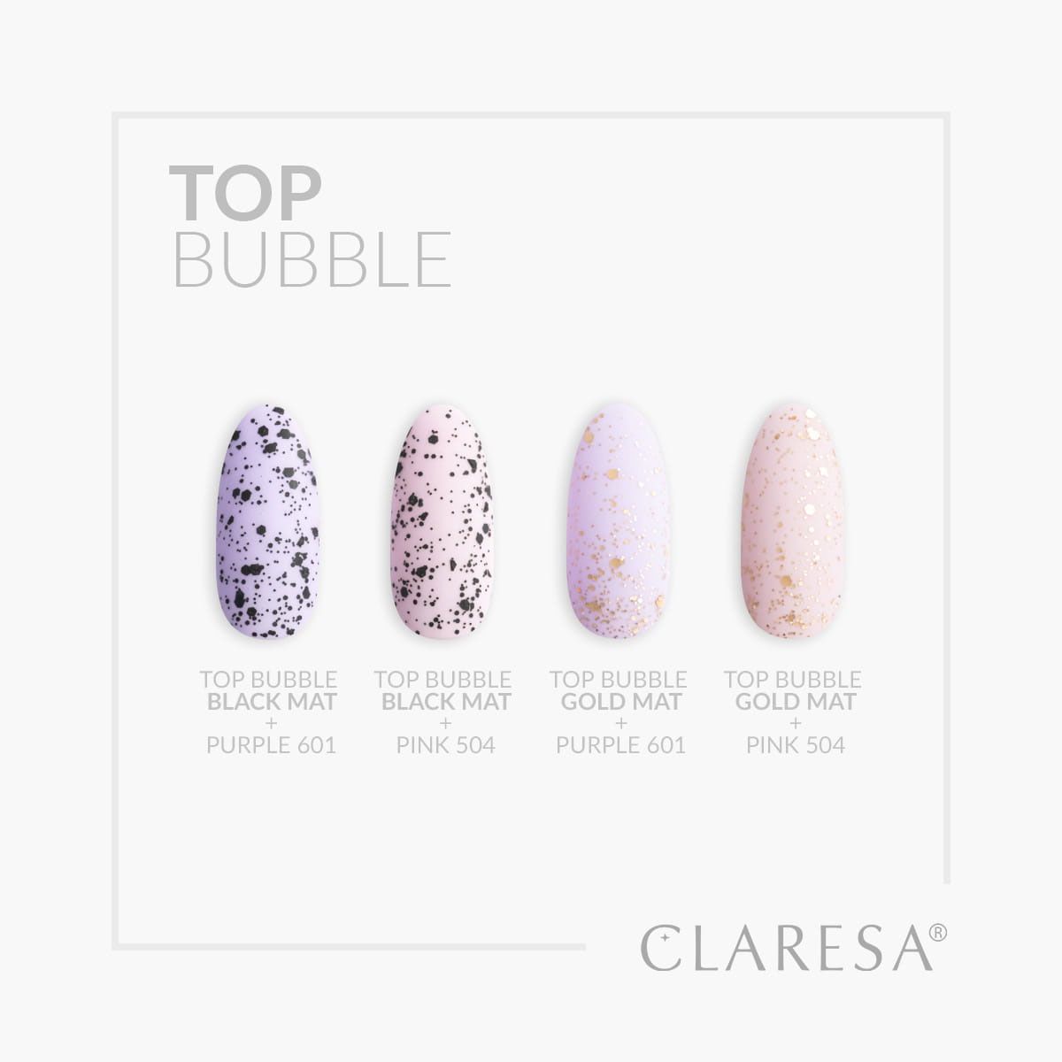 Claresa top coat bubble nero opaco no wipe 5ml