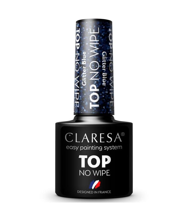 Claresa Top Coat No Wipe Glitter Blue 5ml