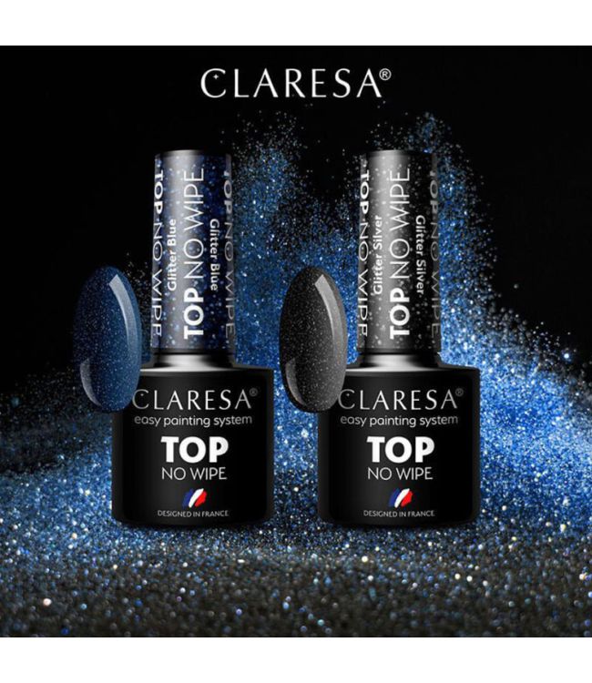 Claresa Top Coat No Wipe Glitter Silver 5ml