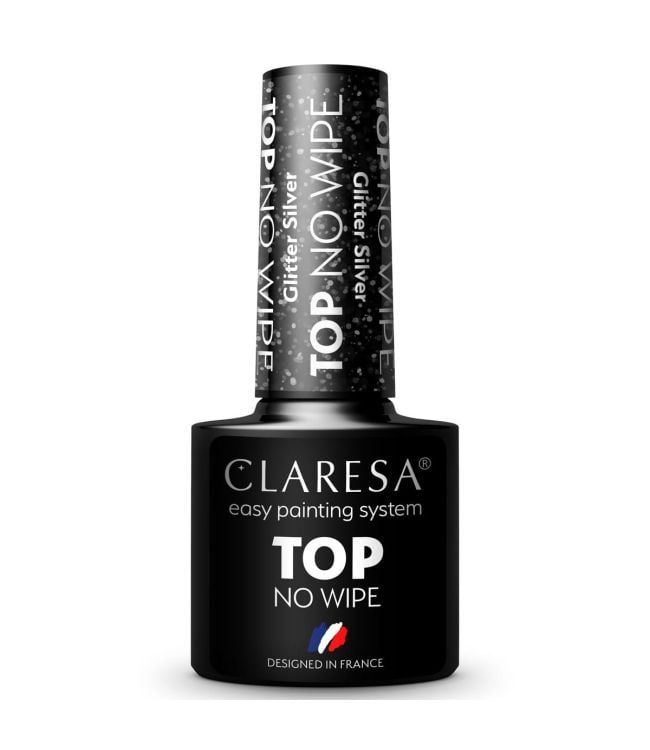 Claresa Top Coat No Wipe Glitter Silver 5ml