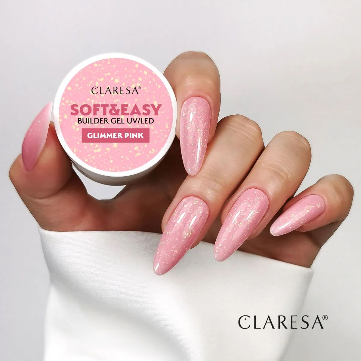 Claresa keratin soft easy builder gel glimmer pink 12gr.