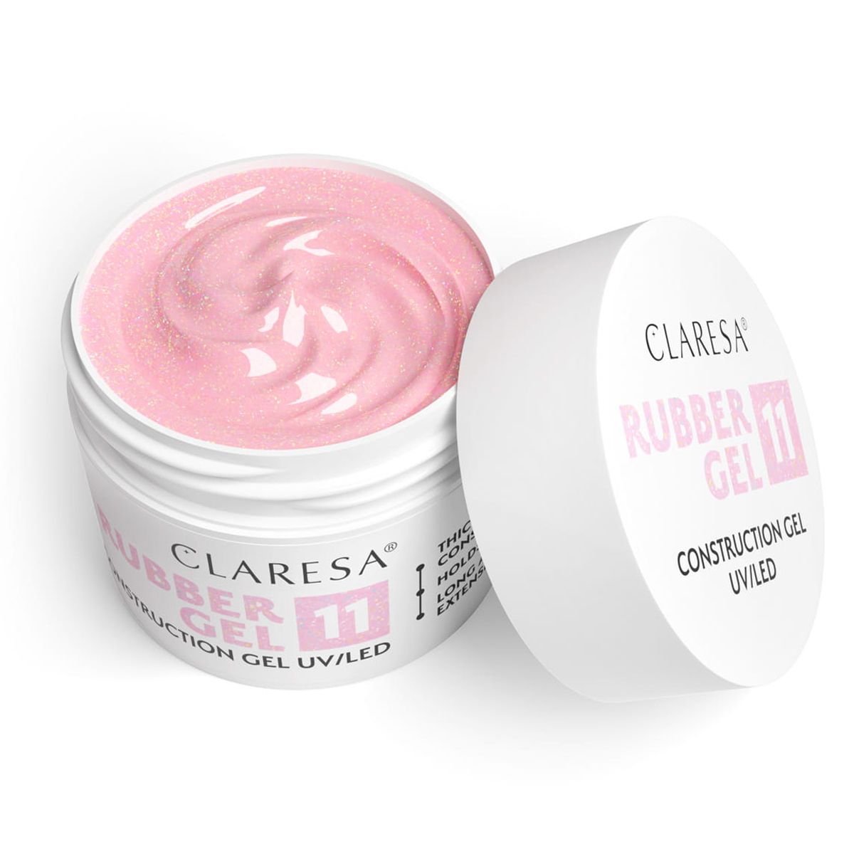 Claresa rubber gel 11 sparkle soft pink 90gr.